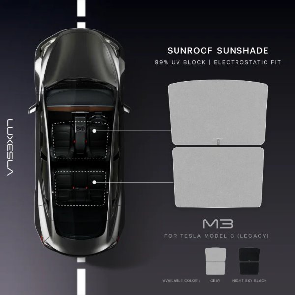 ม่านบังแดดหลังคากระจกรถรยนต์ Tesla รุ่น Model 3 Lagacy